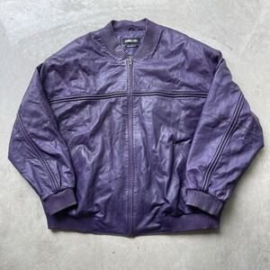 Marc Buchanan Pelle Pelle Purple Leather Bomber Jacket Size 58 Vintage